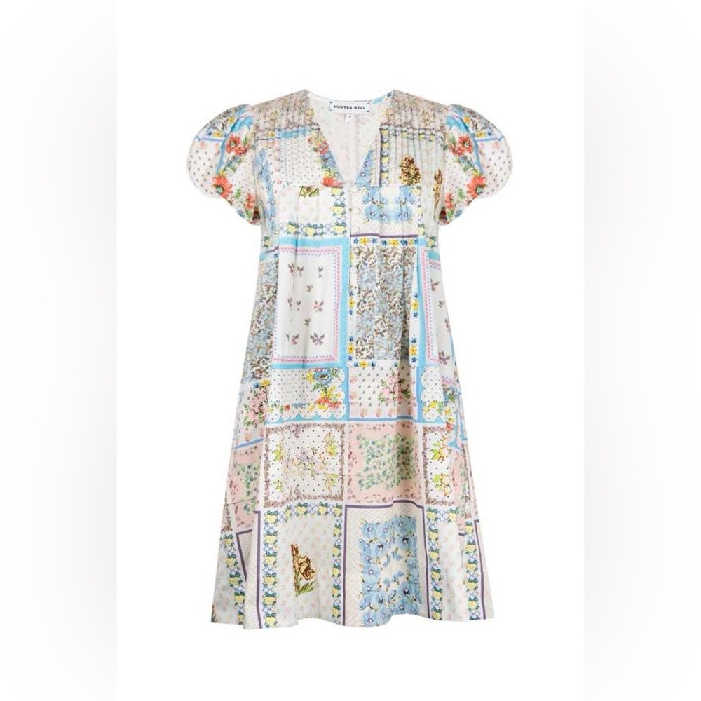 Hunter Bell Wilkes cotton mini dress in patchwork quilt print - Picture 4 of 10